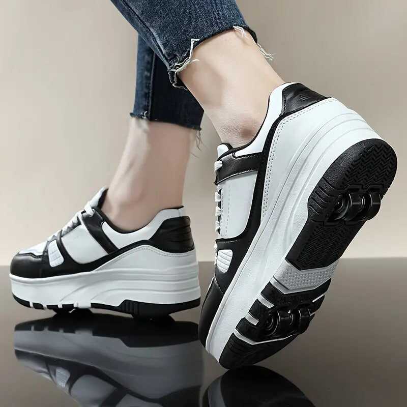 Boy's Fashion Roller Shoes, Comfy Detachable Wheel Skate Sneakers For Kids Teen Outdoor