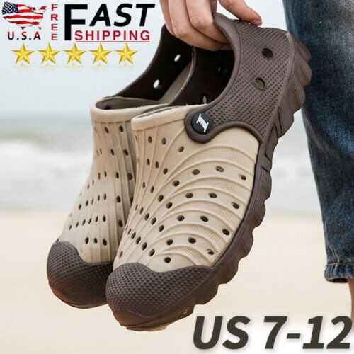 Men's Clogs Slip On Casual Shoes Waterproof Slippers Garden Beach Swim Sandals