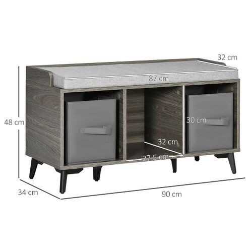 Shoe Bench Seat With Cushion Drawers Storage Cabinet Hallway Entryway Organiser