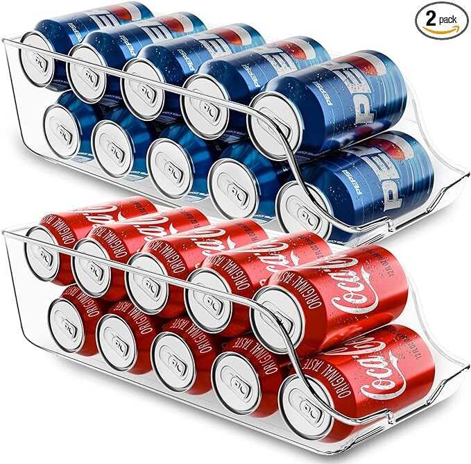 Utopia Kitchen Can Organizer For Pantry (Pack of 2) - Soda Can Storage Organizer Pantry, Fridge & Freezer Organization - Holds Food & Soup Can (Clear)